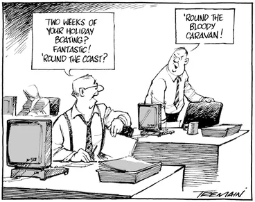 Image: "Two weeks of your holiday boating? Fantastic! 'Round the coast?" "'Round the bloody caravan!" 24 January 2010