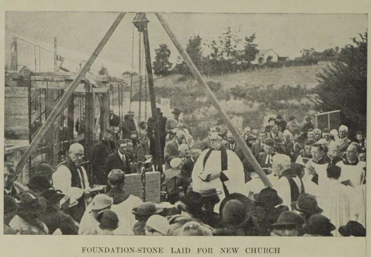 Right Reverend William Fitchett, Bishop of Dunedin, at the laying of the foundation-stone of the new Anglican Church at Maheno