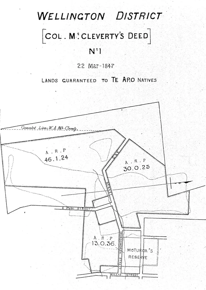 Wellington District — [Col. Mccleverty's Deed] No 1 — 22 Mar- 1847 — Lands Guaranteed to Te Aro Natives