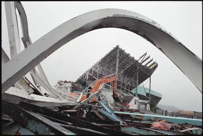 Demolition of Millard Stand at Athletic Park, Wellington - Photograph taken by Ross Giblin