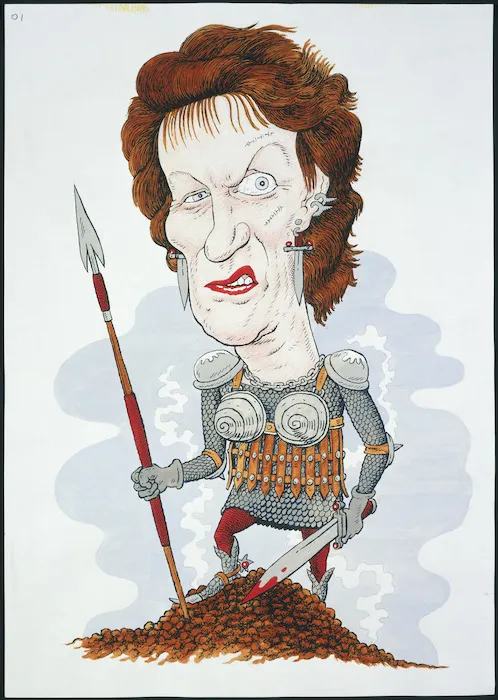 Hodgson, Trace, 1958- : [Helen Clark as warrior]