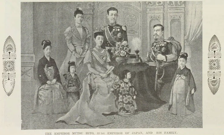 The emperor Mutsu Hito, 121st emperor of Japan, and his family