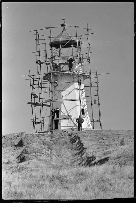 Maintenance work on Pencarrow Lighthouse - Photograph taken by Ian Mackley