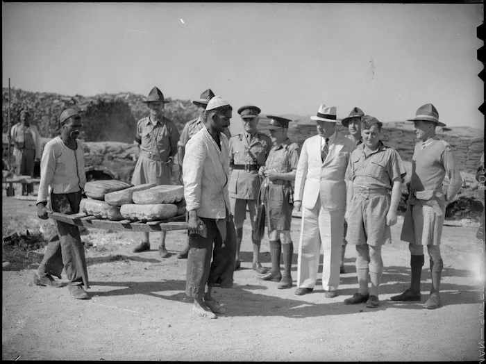 Prime Minister Peter Fraser sees bread delivery, Egypt