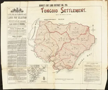 Plan, Hawke's Bay Land district No 251, Tangoio Settlement Image: Plan, Hawke's Bay Land district No 251, Tangoio Settlement