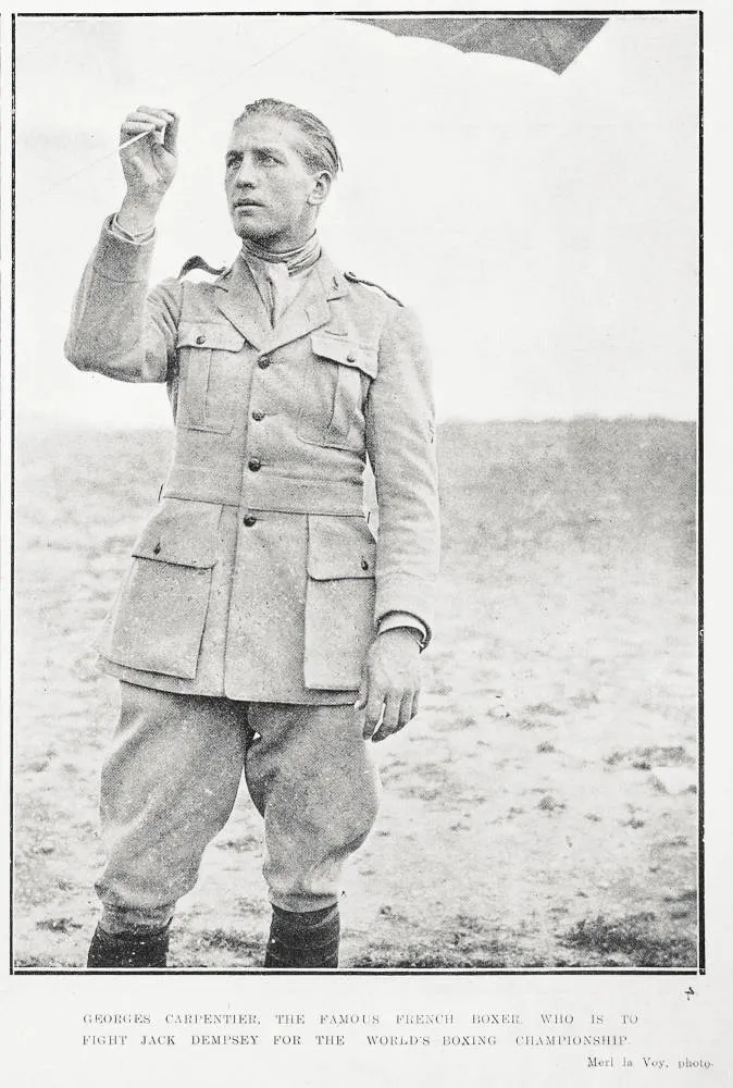 Georges Carpentier, the famous French boxer, who is to fight Jack Dempsey for the world's boxing championship