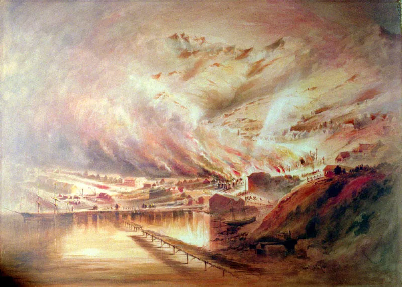 Painting: The Great Fire in Lyttelton 25th October 1870
