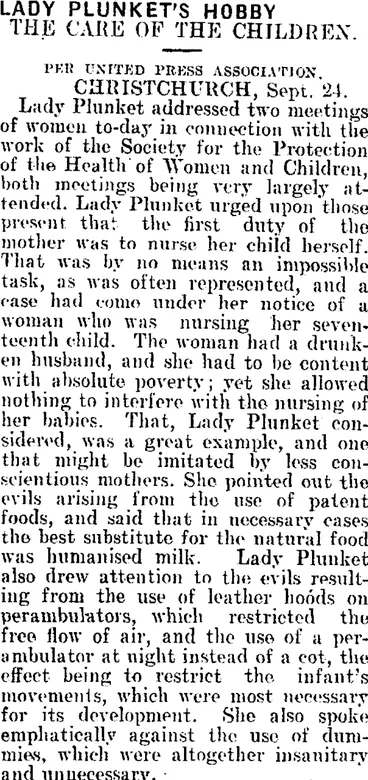 Image: LADY PLUNKET'S HOBBY. (Mataura Ensign 25-9-1908)