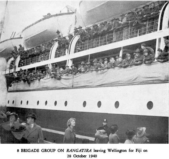 A brigade group on Rangatira leaving for Fiji on 28 October 1940