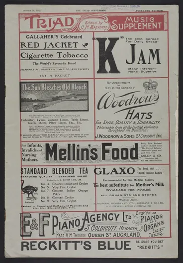 Image: Triad music supplement. October 10, 1912 / edited by C.N. Baeyertz.