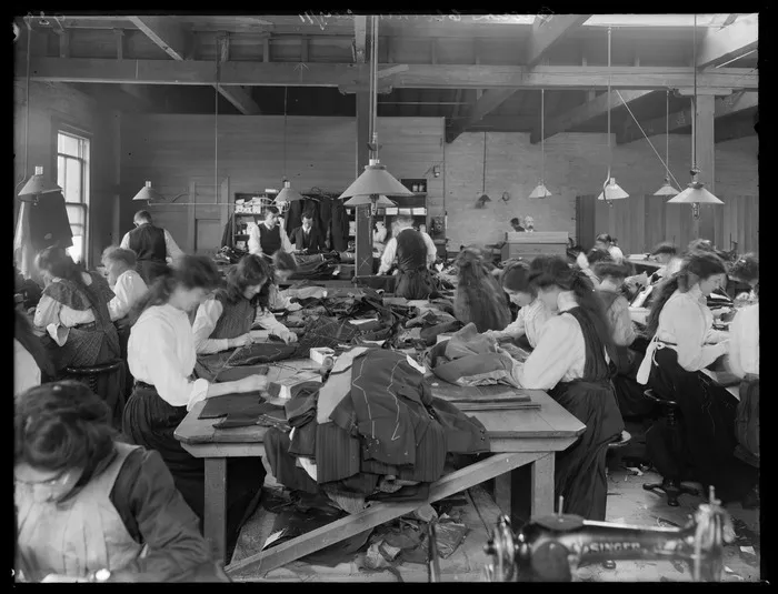 Tailoresses at work, clothing factory, Christchurch