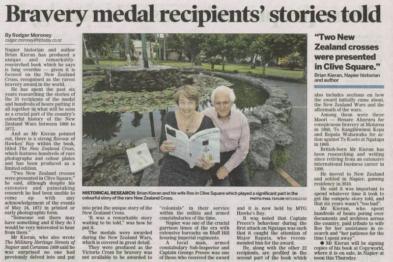 Newspaper Article 2013 – Bravery medal recipients’ stories told (Hawke's Bay Today)