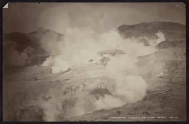 Image: Valentine, George Dobson, 1852-1890 :Rotomahana looking to site of Pink Terraces