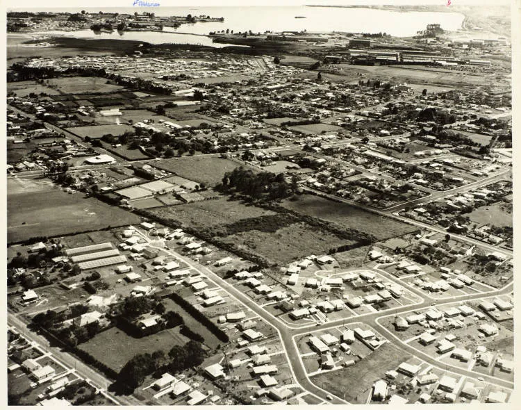 Aerial view of Māngere East, 1960s