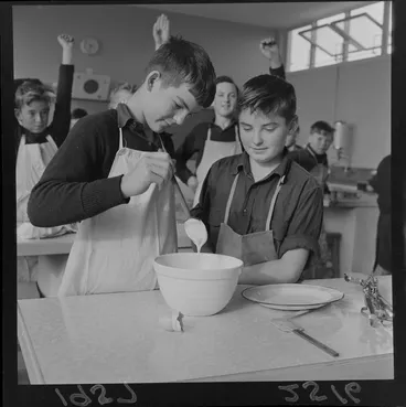 Image: Boys in cooking class, South Wellington Intermediate School