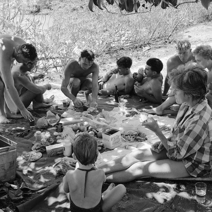 Special Air Force families picnic on a beach near Kuala Lumpur, Malaya