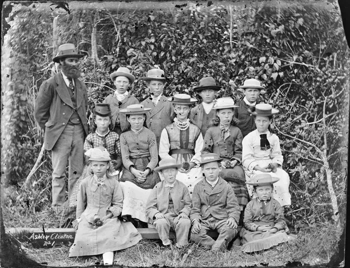 Portrait of a school group at Ashley Clinton School, Hawkes Bay