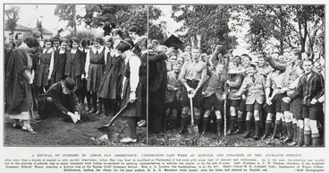 A revival of interest in Arbor day observance: ceremonies last week at schools and colleges of the Auckland district Image: A revival of interest in Arbor day observance: ceremonies last week at schools and colleges of the Auckland district