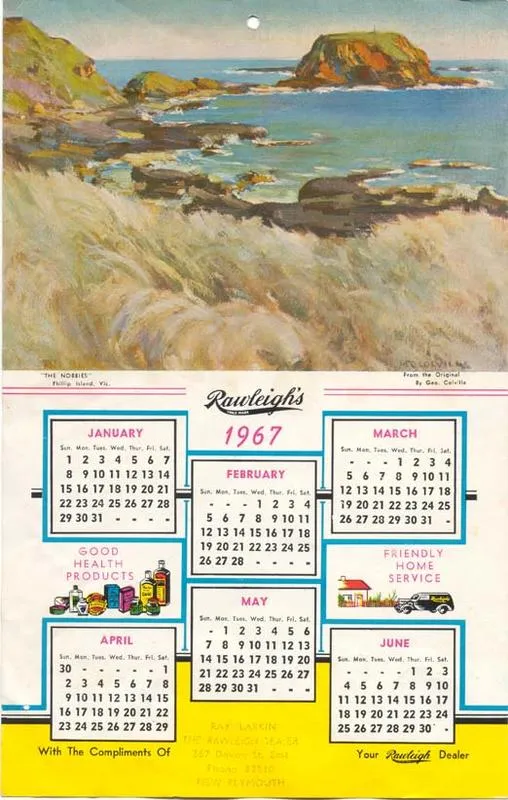 Calendar. Rawleigh's 1967
