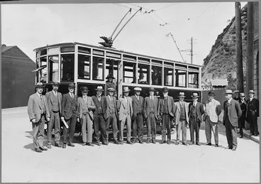 Image: First trolley bus in Wellington - Photographer possibly Sydney Charles Smith