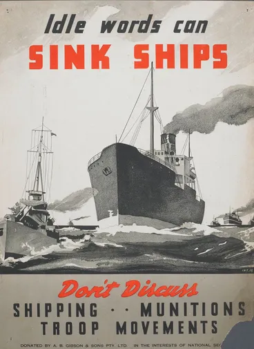 Image: Poster, 'Idle words can sink ships'