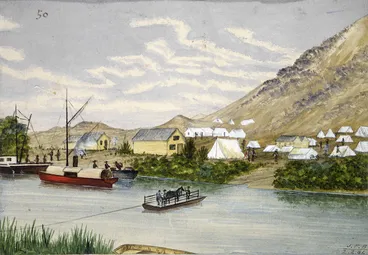 Image: Backhouse, John Philemon, 1845-1908 :[Dibsell's Landing, Te Aroha]. 2. 2. 1881