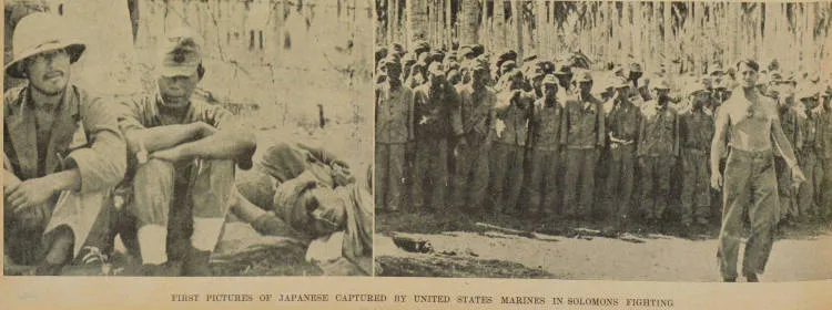 First pictures of Japanese captured by United States marines in Solomons fighting