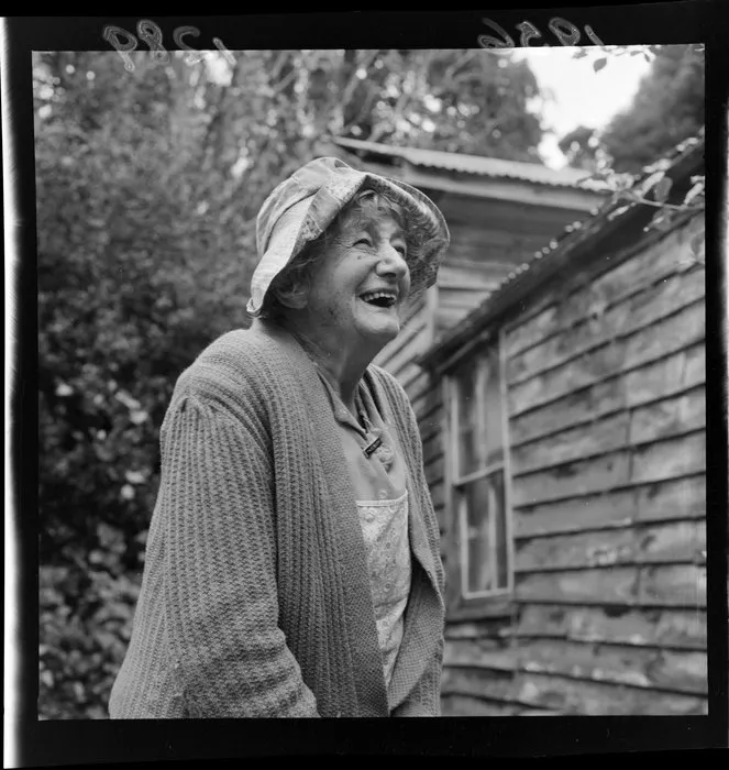 Miss Crowther outside her home