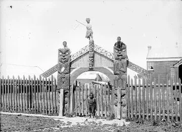 Image: Gate at Papawai Marae : Glass negative