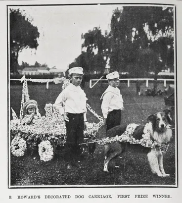 Image: R HOWARD'S DECORATED DOG CARRIAGE, FIRST PRIZE WINNER