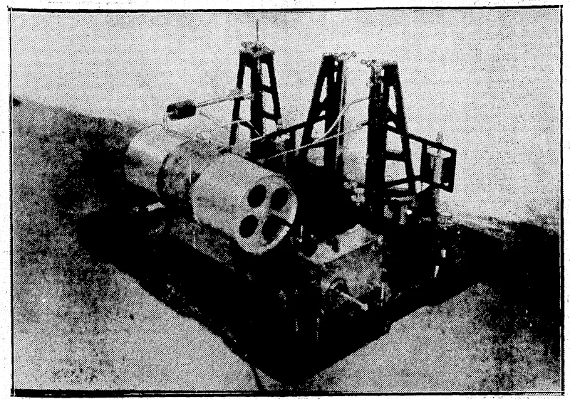 Robson and Boyet Photo. READY FOR THE NEXT EARTHQUAKE.—TAe" new, seismograph installed at tlie Dominion- Observa-- tory for the recording of earthquakes. It is of Japanese design,-and has been specially"> constructed for recording strong local shakes. It records both'horizontal and vertical movements ofthe,eartli:by> means of a stylus tracing a track'over smoked paper ivrapped round a rotating-drum. (Evening Post, 09 October 1930)