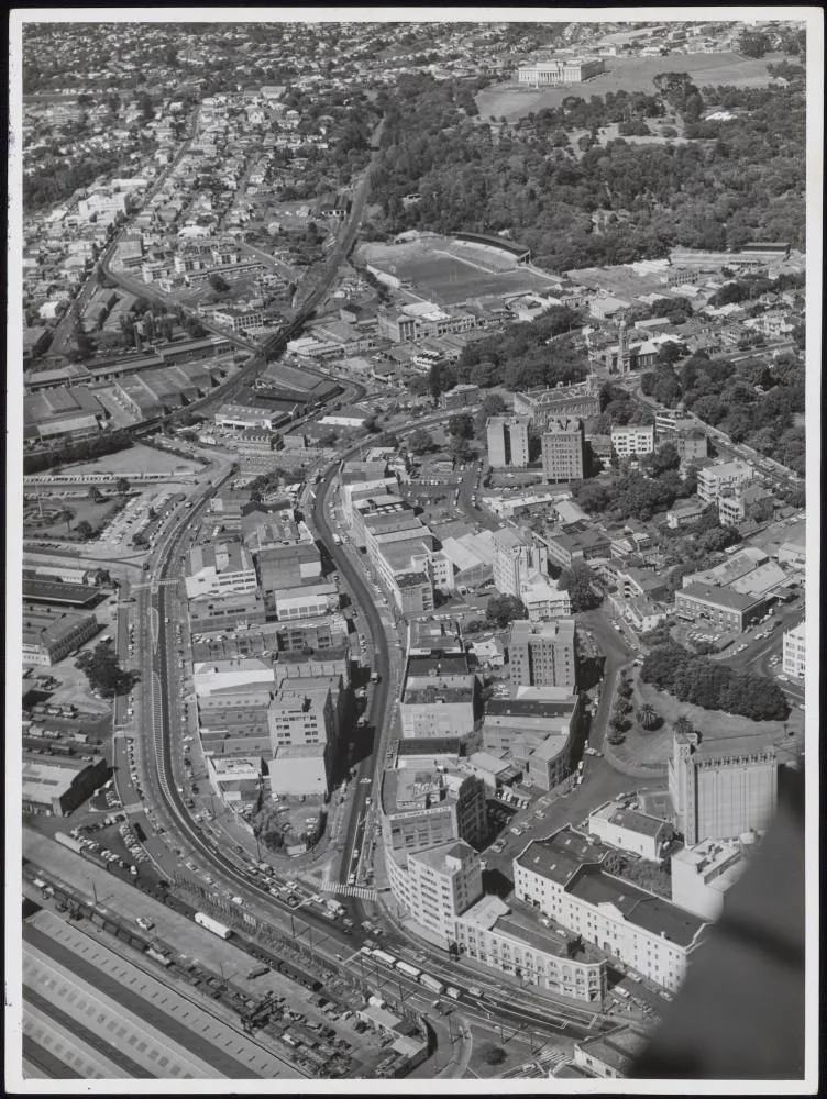 Aerial view of central Auckland, 1960s