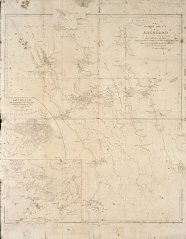 The harbour and city of Auckland, the capital of New Zealand with the districts of the rivers Kaipara, Waitemata, Tamaki, Waihou or Thames, Mercury Bay, Kawia, Piako, Waipa, Waikato, Manakao, Tauranga, etc., compiled from various surveys by John Arrowsmith. Image: The harbour and city of Auckland, the capital of New Zealand with the districts of the rivers Kaipara, Waitemata, Tamaki, Waihou or Thames, Mercury Bay, Kawia, Piako, Waipa, Waikato, Manakao, Tauranga, etc., compiled from various surveys by John Arrowsmith.