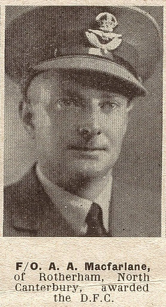 Flying Officer A. A. Macfarlane, of Rotherham, North Canterbury, awarded the D. F. C.