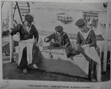 Image: 'The handy man', Jack as tailor making clothes