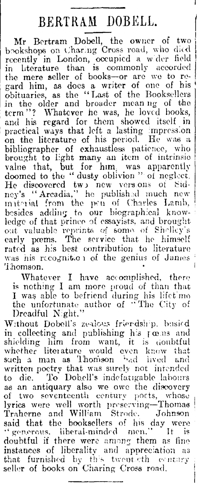 BERTRAM DOBELL. (Otago Daily Times 20-2-1915)