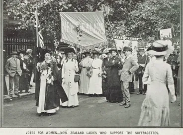 Votes for women - New Zealand ladies who support the suffragettes Image: Votes for women - New Zealand ladies who support the suffragettes
