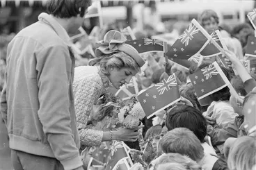 Image: Princess Diana at walkabout, Wainuiomata, New Zealand - Photograph taken by Gail Selkirk