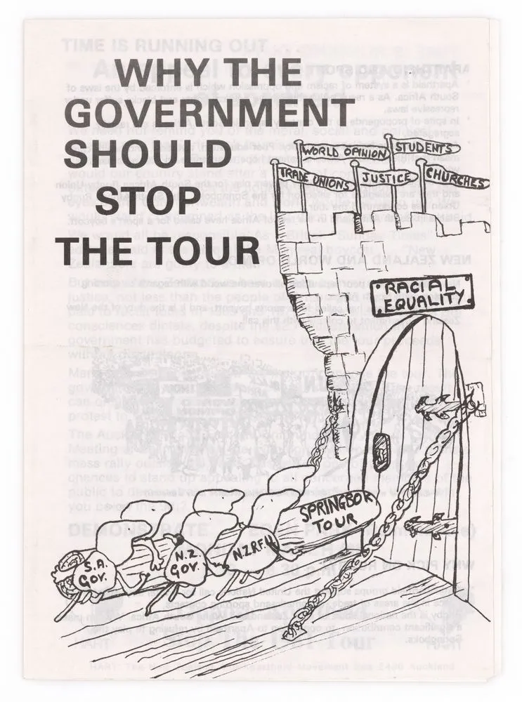 Why the Government Should Stop the Tour pamphlet and leaflet