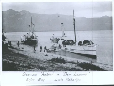 Image: Steamers Antrim & Ben Lomond at Elfin Bay, Lake Wakatipu