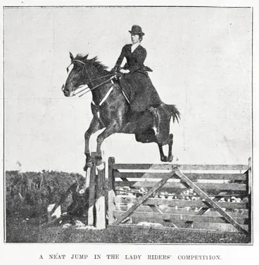 Image: A neat jump in the lady riders' competition