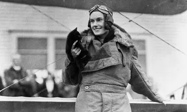 Image: Jean Batten at Rongotai Airport, Wellington