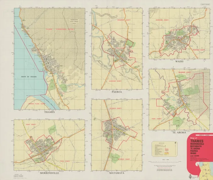 Map of Thames, Morrinsville, Matamata, Te Aroha, Paeroa, Waihi / published by the Department of Lands and Survey, New Zealand, under the authority of I. F. Stirling, Surveyor General.