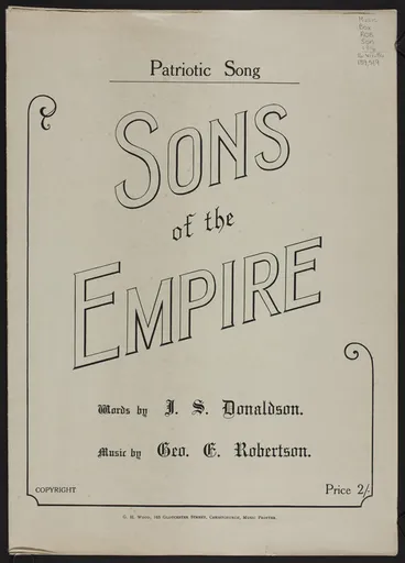 Image: Sons of the Empire / words by J.S. Donaldson ; music by G.E. Robertson.
