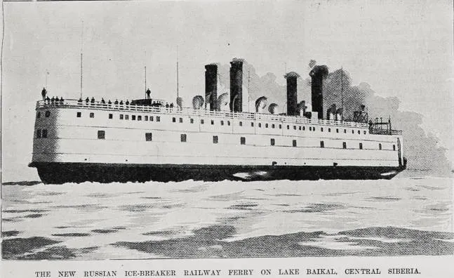 The new Russian Ice-Breaker Railway Ferry on Lake Baikal, Central Siberia