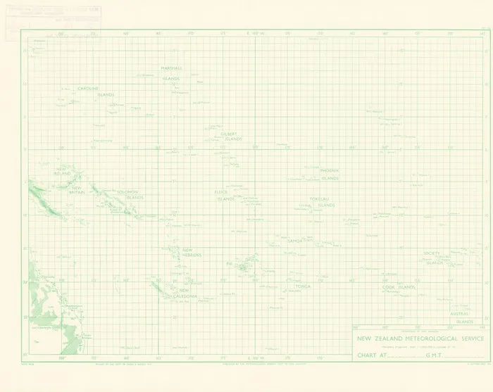 Map of meteorological stations in Oceania : chart at ___ G.M.T. ___.
