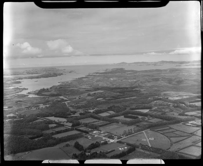 Market gardens near the township of Kerikeri, looking north east to Kerikeri Inlet, Bay of Islands, Northland Region
