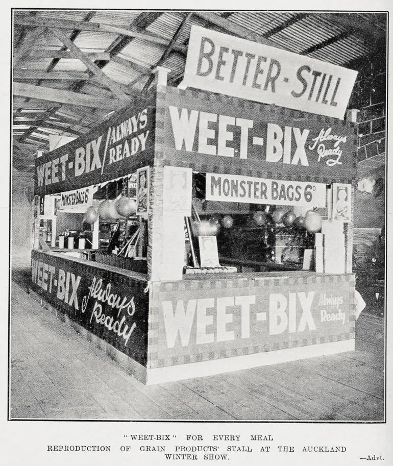 Weet-bix for every meal: reproduction of grain products stall at the Auckland Winter Show