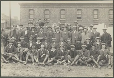 Image: [Special Constables at the Buckle Street Barracks]. From the album: Wellington waterfront strike, 1913