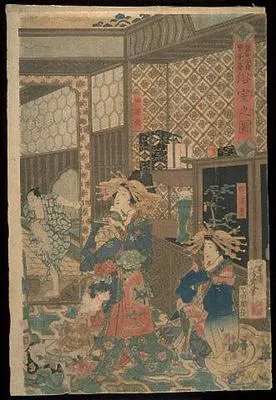 Edo-machi 2-chome Yudono no Zu (A bath-house in Edo) (right hand sheet of Triad)